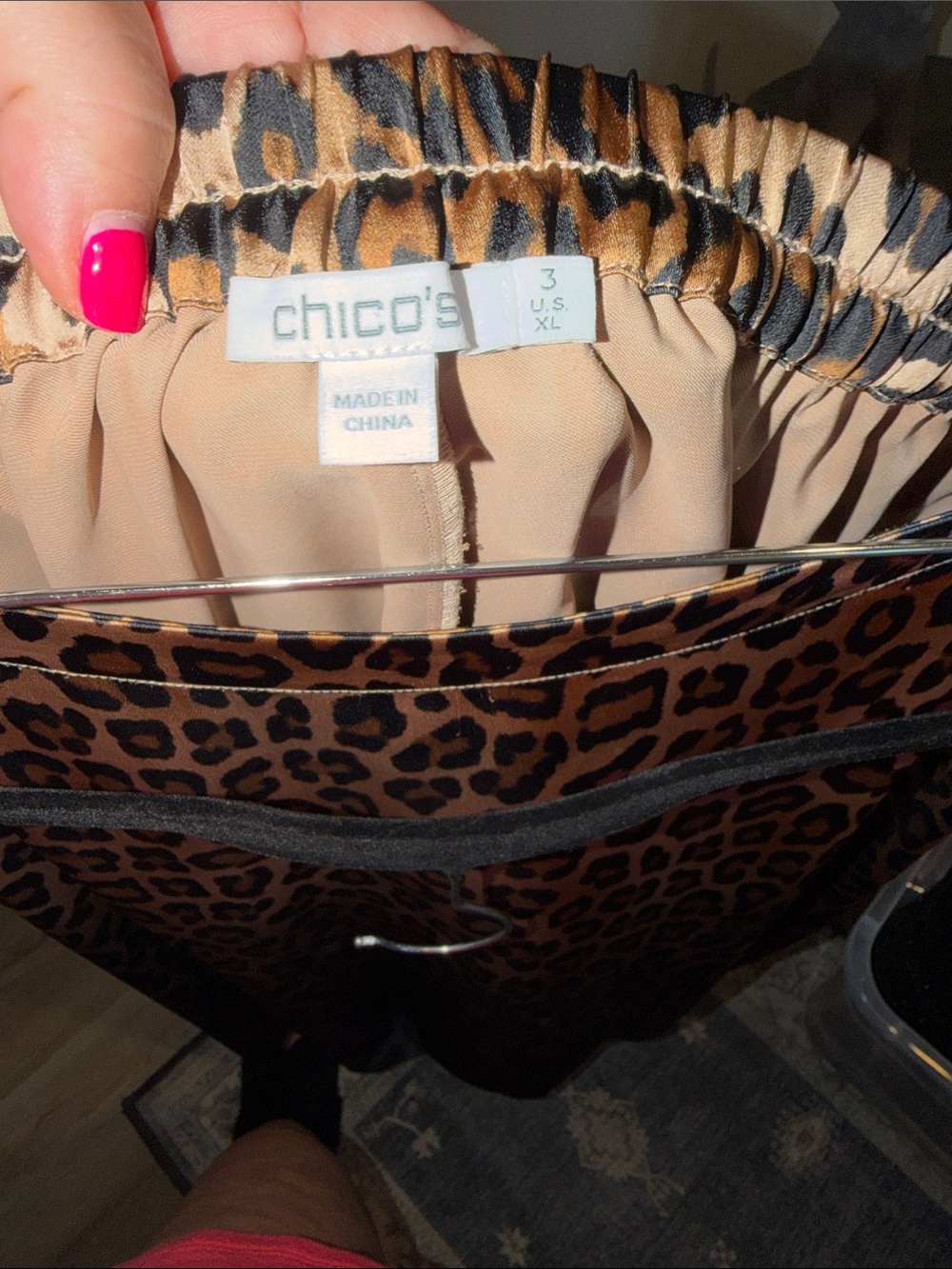 Chico’s Leopard Stretch Ombré Satin Maxi Skirt Brown/Black, Size 3X - Picture 5 of 5